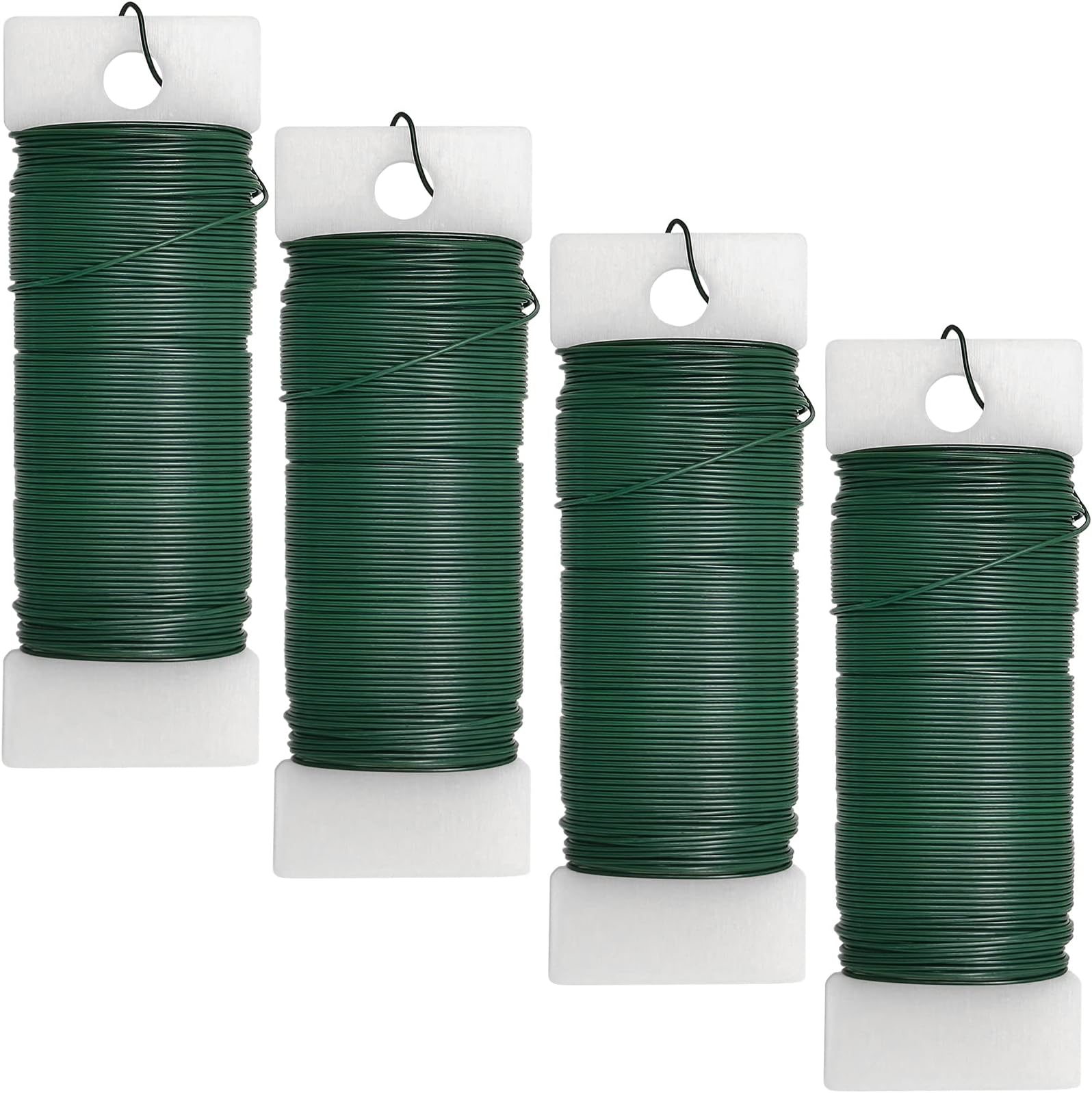 Scartink 4 Pack 120 Yards 22 Gauge Floral Wire Flexible Paddle Wire Florist Green Wire for Crafts,Wreaths,Christmas Tree,Garland and Floral Flower Arrangements