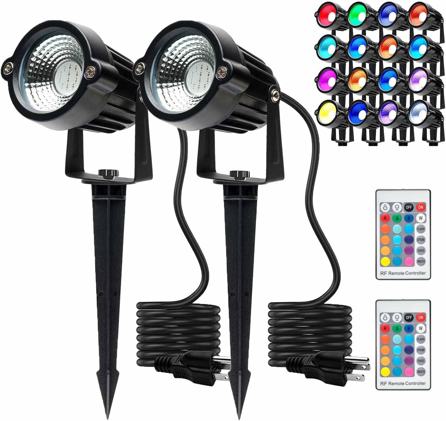 Colored Outdoor Yard Spot Lights, 5W LED RGB Color Changing Spotlights