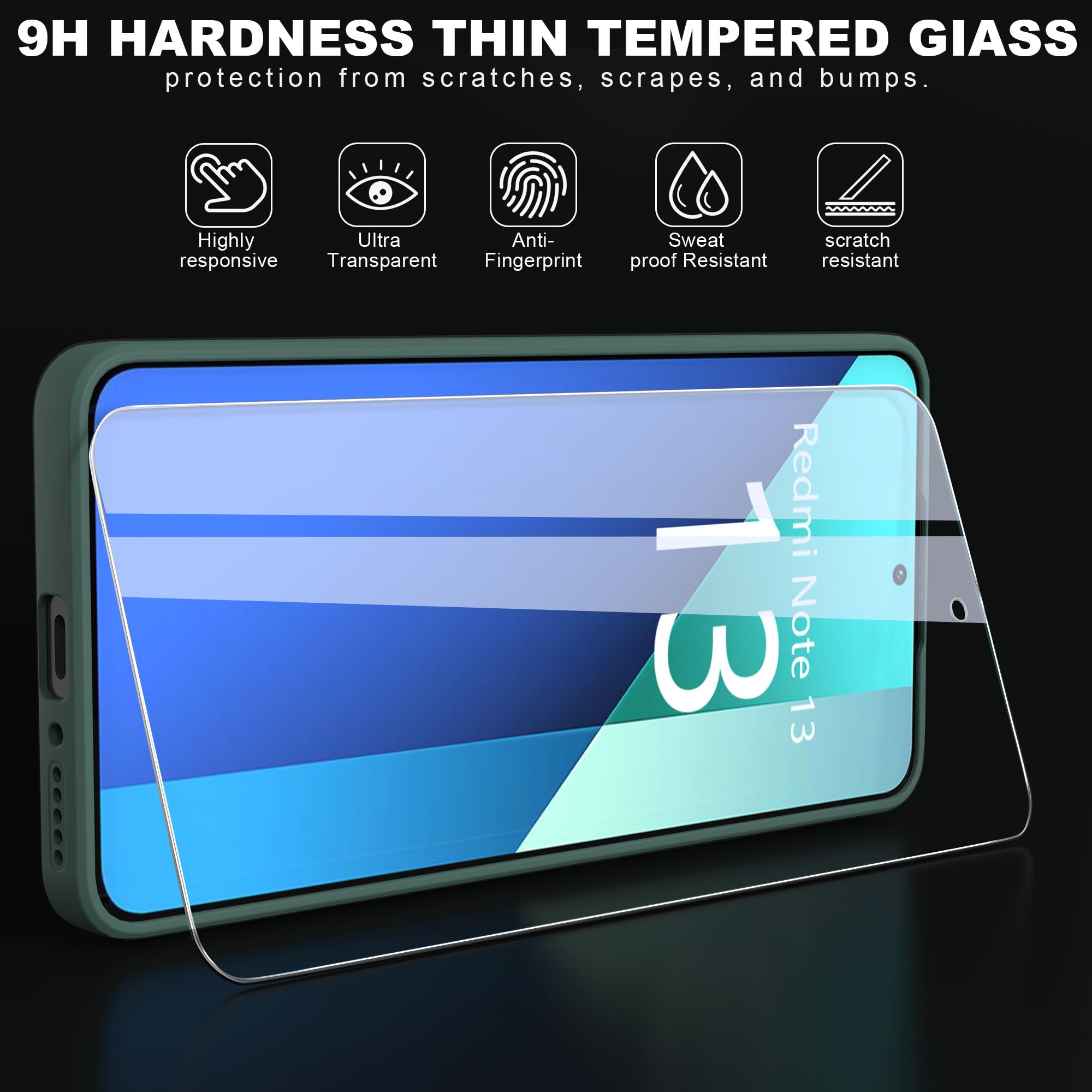 THIYUFUNS Case for Xiaomi Redmi Note 13 4G with 2 Tempered Glass Screen Protector - Image 2