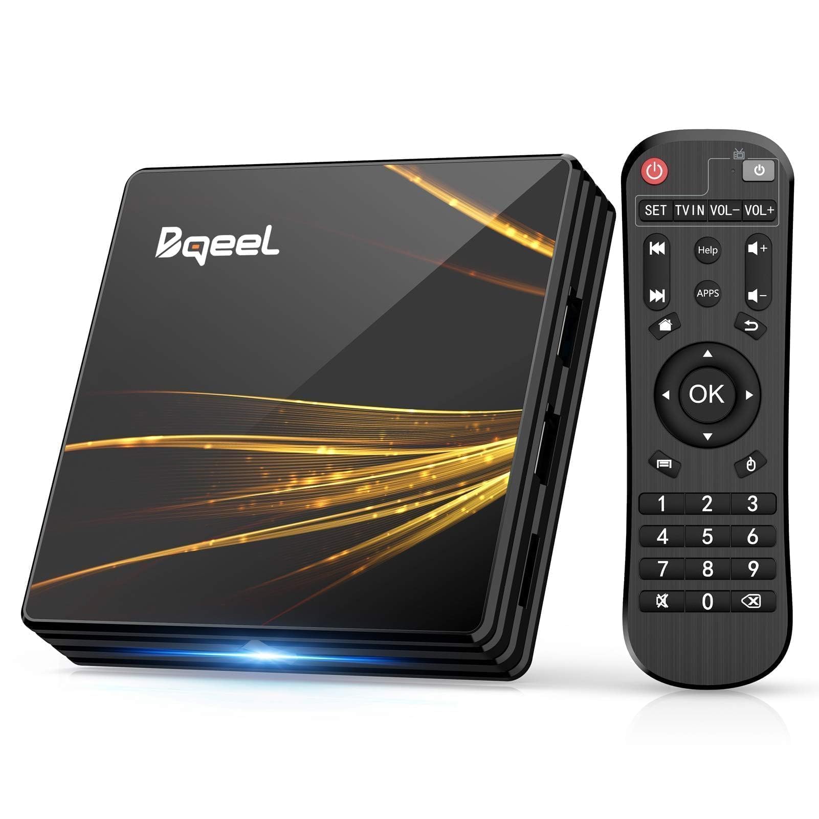 2025 Android TV Box 10.0【4GB RAM+64GB ROM】 Bqeel TV Box Android RK3318 Quad-Core 64bit Cortex-A53 con 2k*4K UHD H.265, 5GHz / 2.4GHz WiFi,BT 4.0,USB 3.0 Box TV