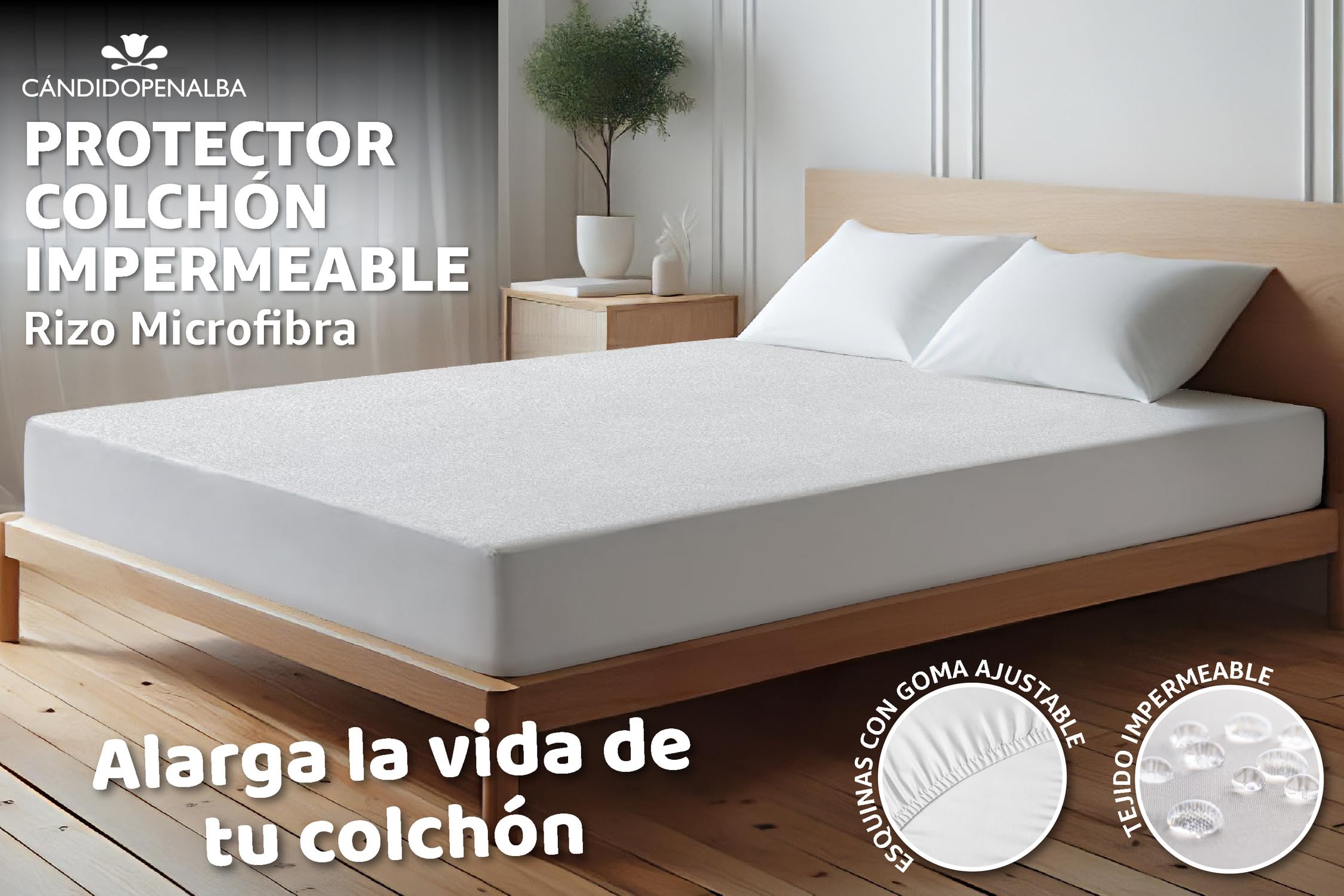 CandidoPenalba Pack 2 Protectores de Almohada Rizo Algodon. Protectores Transpirables Impermeables. Protector Antiacaros Antibacterias. Fabricado en España. 40x70 cm. 2 Unidades