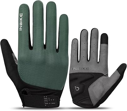 INBIKE Cycling Gloves for Men Women, Shock-Absorbing Memory Gel Padded Biking Gloves, Bicycle Breathable Touchscreen Reflective Full Finger Bike Gloves