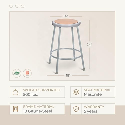 Miniatura 3 de OEF Furnishings Paquete de 2 taburetes de acero, gris, 24 pulgadas, no requiere montaje