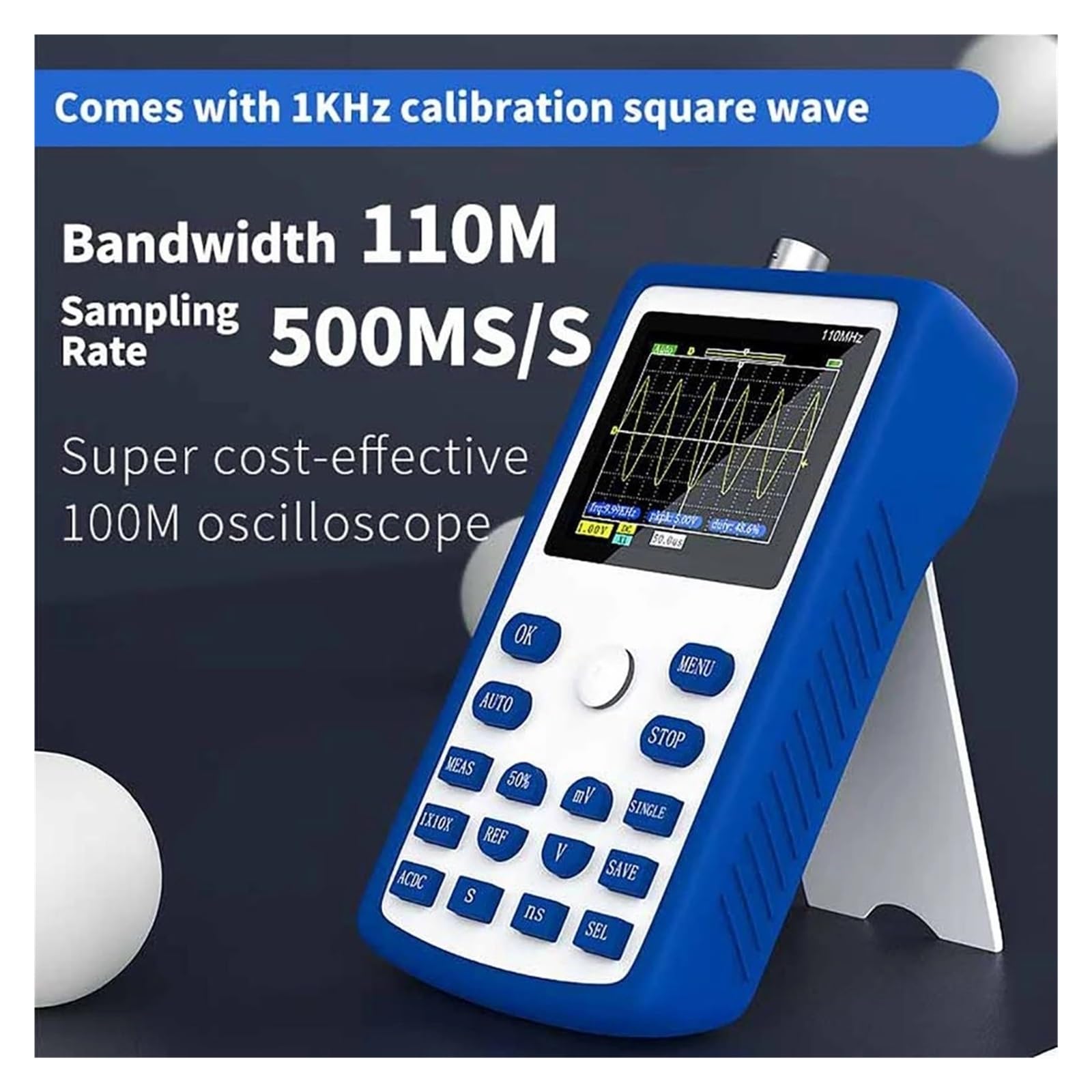 Osciloscopio digital Osciloscopio digital 500MS/s Tasa de muestreo 110MHz Ancho de banda analógico Soporte Almacenamiento de forma de onda