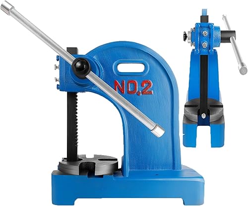 2 Ton Arbor Press, with 3 Drifts, 17.32"H x 15.35"L Manual Arbor Press, for PunchingCarving (2T Blue)