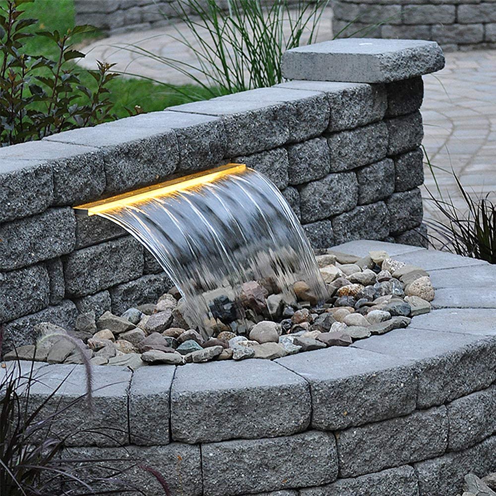 PISCINE Lame d'eau Cascade en acrylique 120cm 1m 20 / Avec Leds intégrées/Télécommande et coffret transformateur/Grande Largeur