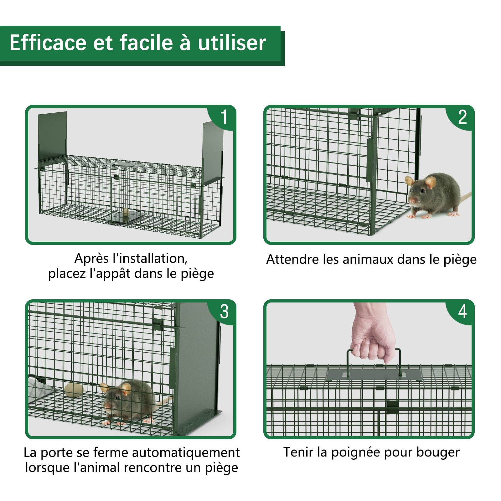 Pułapka o wymiarach 100 x 28 x 28 cm, odnawialny pułap na zwierzęta żywe z dwoma wejściami dla kuna, kota, lisica, wasaka