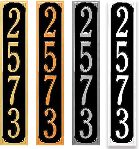 Vista 178 de Placa de dirección de metal personalizada, letreros de números para placa de pared de casa, letrero de dirección de nombre de calle, números de casa