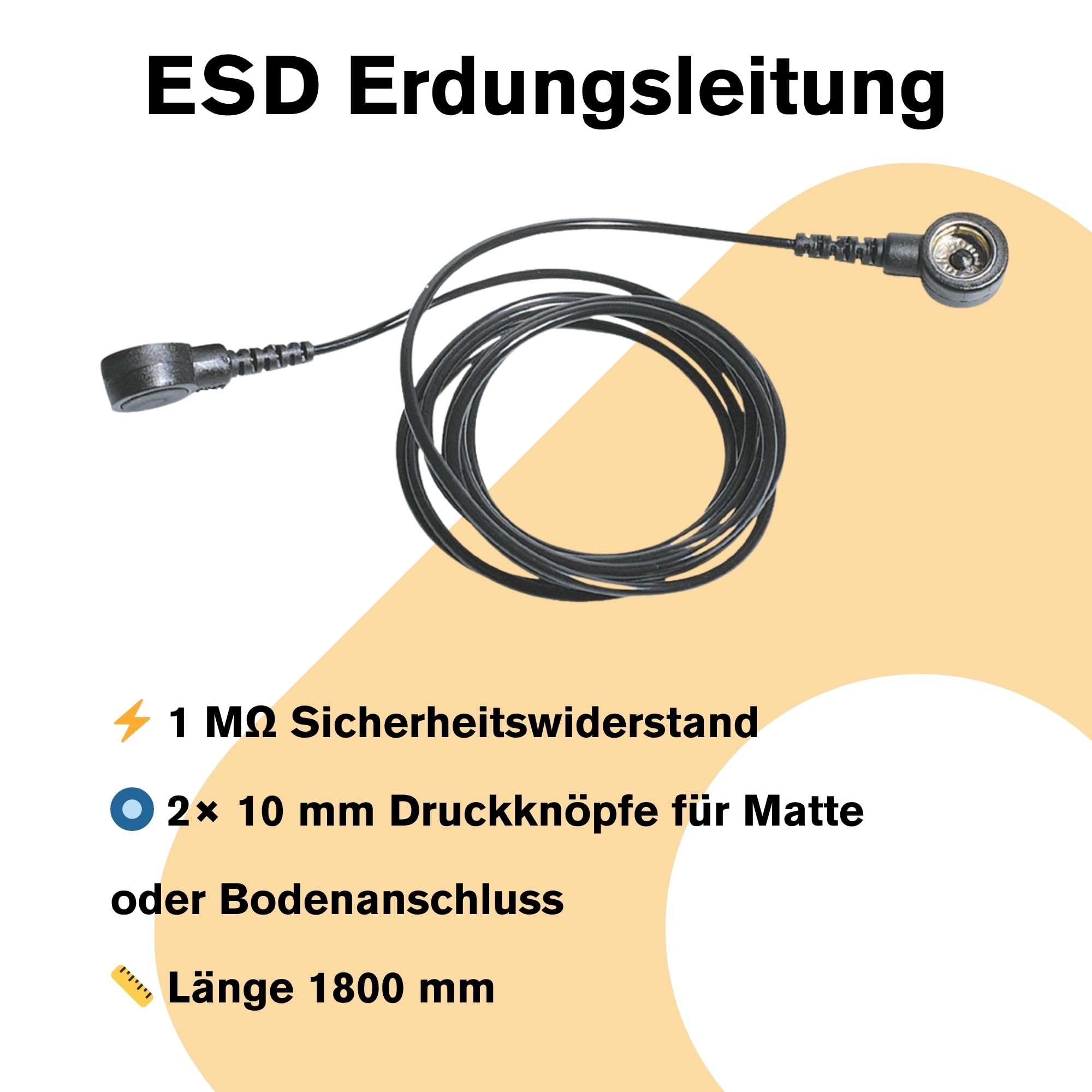 BERNSTEIN ESD Handling Set 7 piezas | ESD Matte Negro (50 x 40 cm) + Cable de tierra + Conector de tierra + Lupa de mano LED + Pinzas + Pulsera + Cable en espiral | ESD Computer Tischmatte
