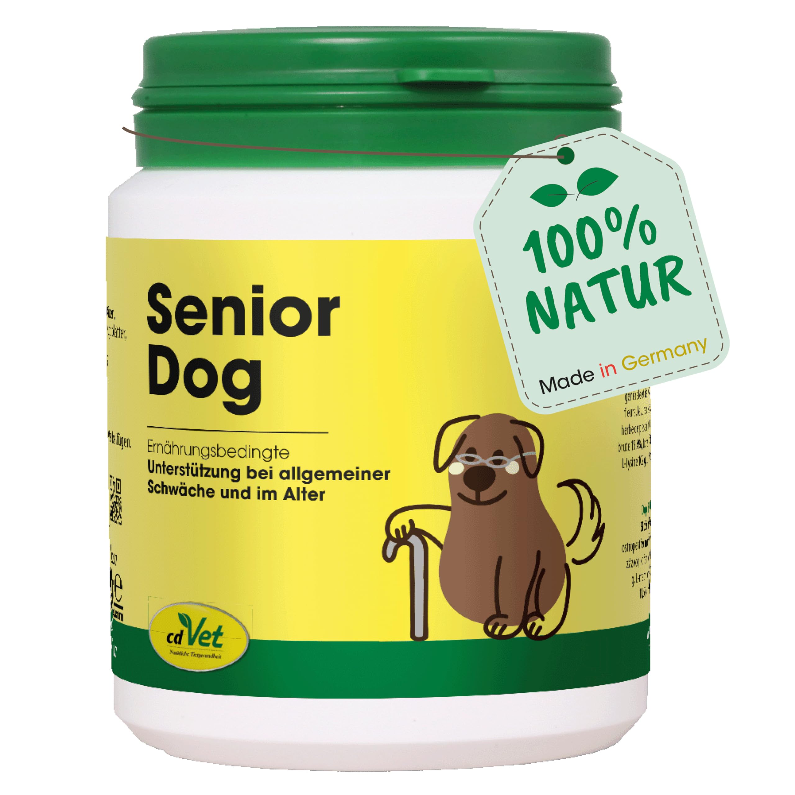 cdVet Naturprodukte SeniorDog 70 g - pies - suplement pokarmu uzupełniającego - deficyty - zioła + witaminy + żelazo - brak bezstresu - po chorobie + operacji - brak zwinności - u starszych zwierząt -