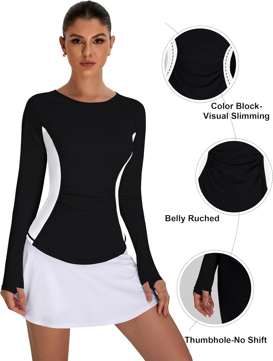 BMJL Womens Workout Tops Active Long Sleeve T Shirt Color Block Slimming Fall Shirts Gym Clothes Woman Blouses Outfits - Image 4