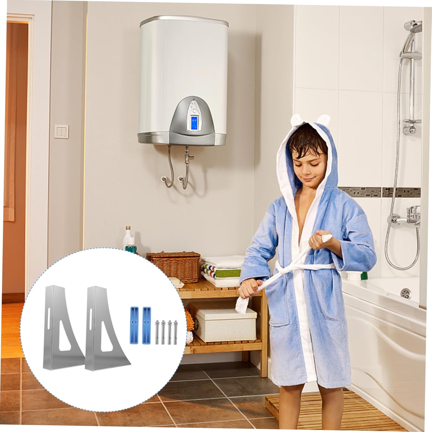 Homoyoyo 1pair Thickened Water Heater Bracket Easy to Install Load-Bearing Frame for Wall Mounting Space-Saving Design for Electric Water Heaters