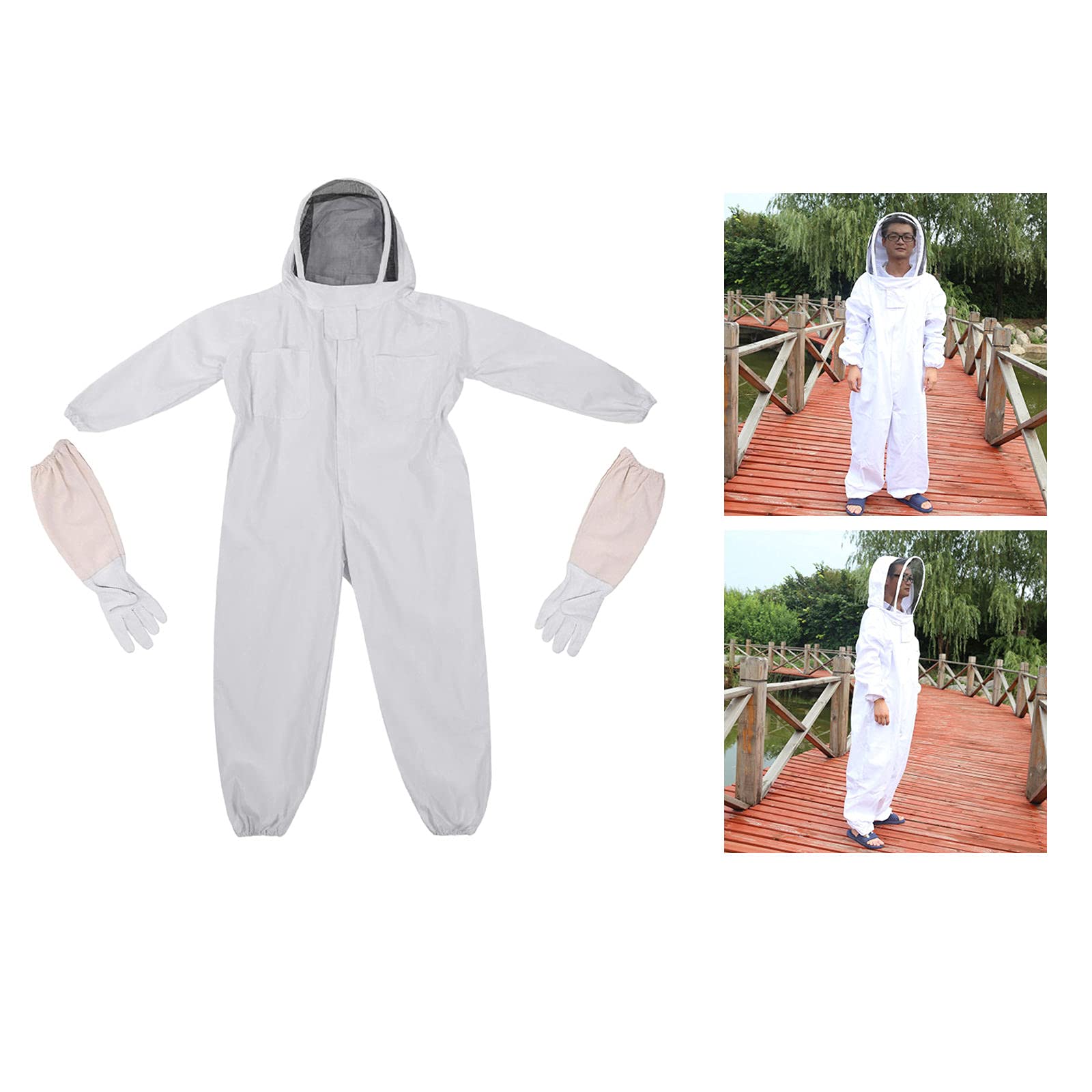 Bijenpak, 3-laags Netto Bijenteeltjas Duurzaam Imkerkostuum Geventileerd Bijenbeschermend Pak met Ritssluiting, Multisize Bijenoutfit voor