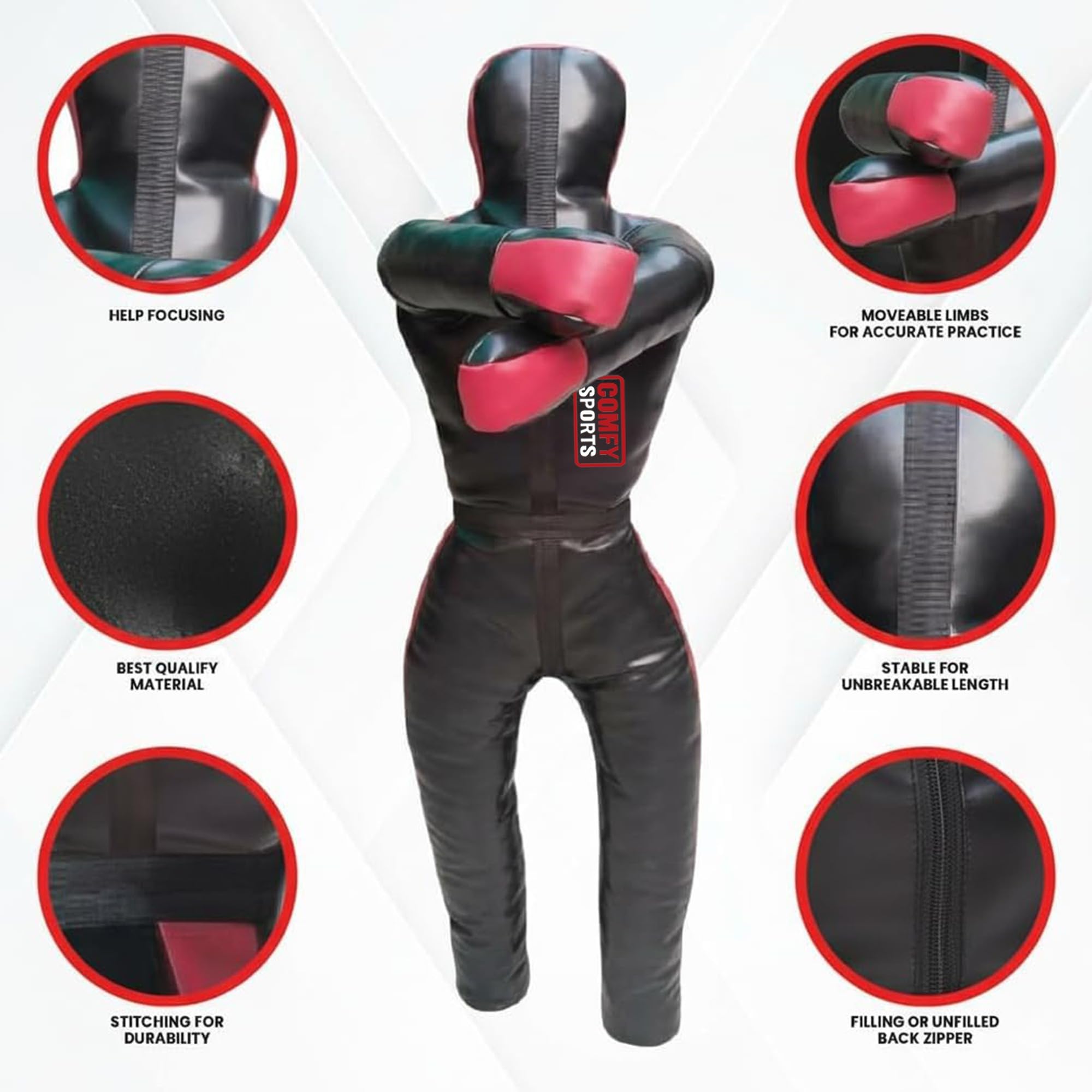 Adult Grip Dummy BJJ Judo Wrestling Standing Position Brazilian Jiu Jitsu MMA Sparring Self Defense Training Unfilled 145cm 170cm Black