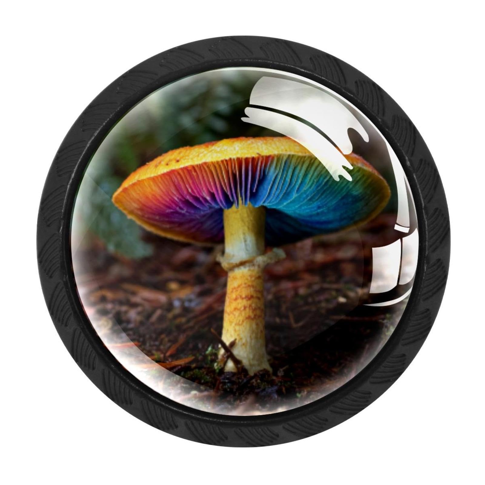 CHENZZZZ Colorful Mushroom Drawer Knobs Pull Handle Crystal Glass Circle Shape Cabinet Drawer Pulls Cupboard Knobs with Screws for Kitchen Cupboard Dresser Wardrobe etc