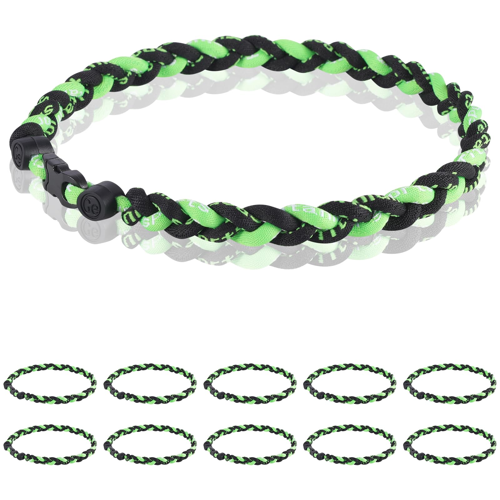 12 Pack Baseball Necklace 18inch, Team Gift for Baseball Funs, Three Braided Titanium Tornado Rope Design, with Muti - Color for Pick