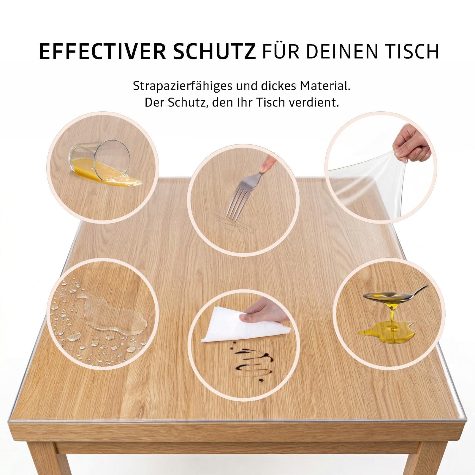 Mayda Tischfolie transparent 2 mm - Glasklar Folie Tischschutz - versch.Größen, Individuell Zuschneidbarer - Schutzfolie mit abgeschrägten Kanten für Tisch - Abwaschbare Tischdecke (B-90 x L-160 cm)