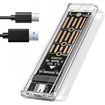 M.2 SSD Enclosure NVME Enclosure USB 3.2 Adapter Gen 2 10Gbps External SSD m2 Adapter Housing for NVMe PCIe M-Key 2230/2242/2260/2280 Supports UASP Trim Transparent Design Not SATA