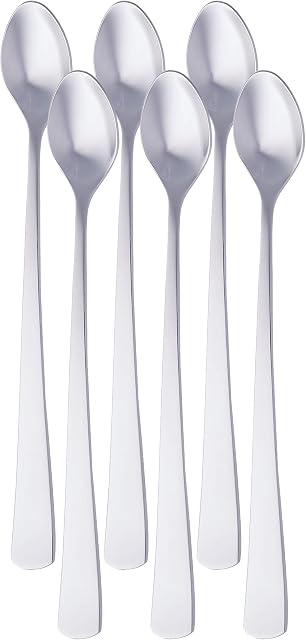 Amazon Basics Stainless Steel Macchiato Spoon with Square Edge, Pack of 6 (18/0)