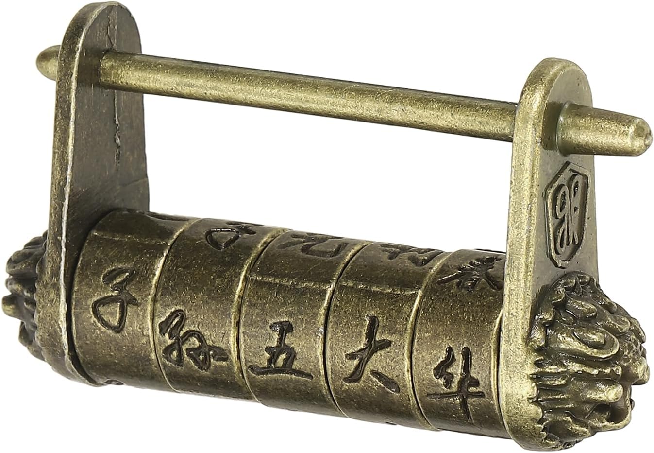 PATIKIL Vintage Chinese Characters Combination Password Lock, (2" Long), Retro Chinese Prosperity Padlocks Decorative Carved Code Locks, Suit for - Jewelry Box/Cabinet/Drawer/Chest