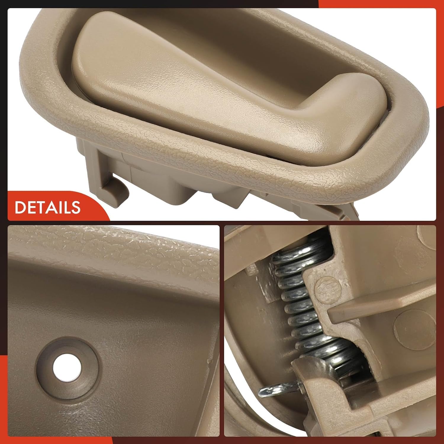 A-Premium Inside Interior Door Handles Compatible with Toyota Corolla & Chevrolet Prizm, 1998 1999 2000 2001 2002, Beige, 4-PC Set, Front and Rear Driver and Passenger Side