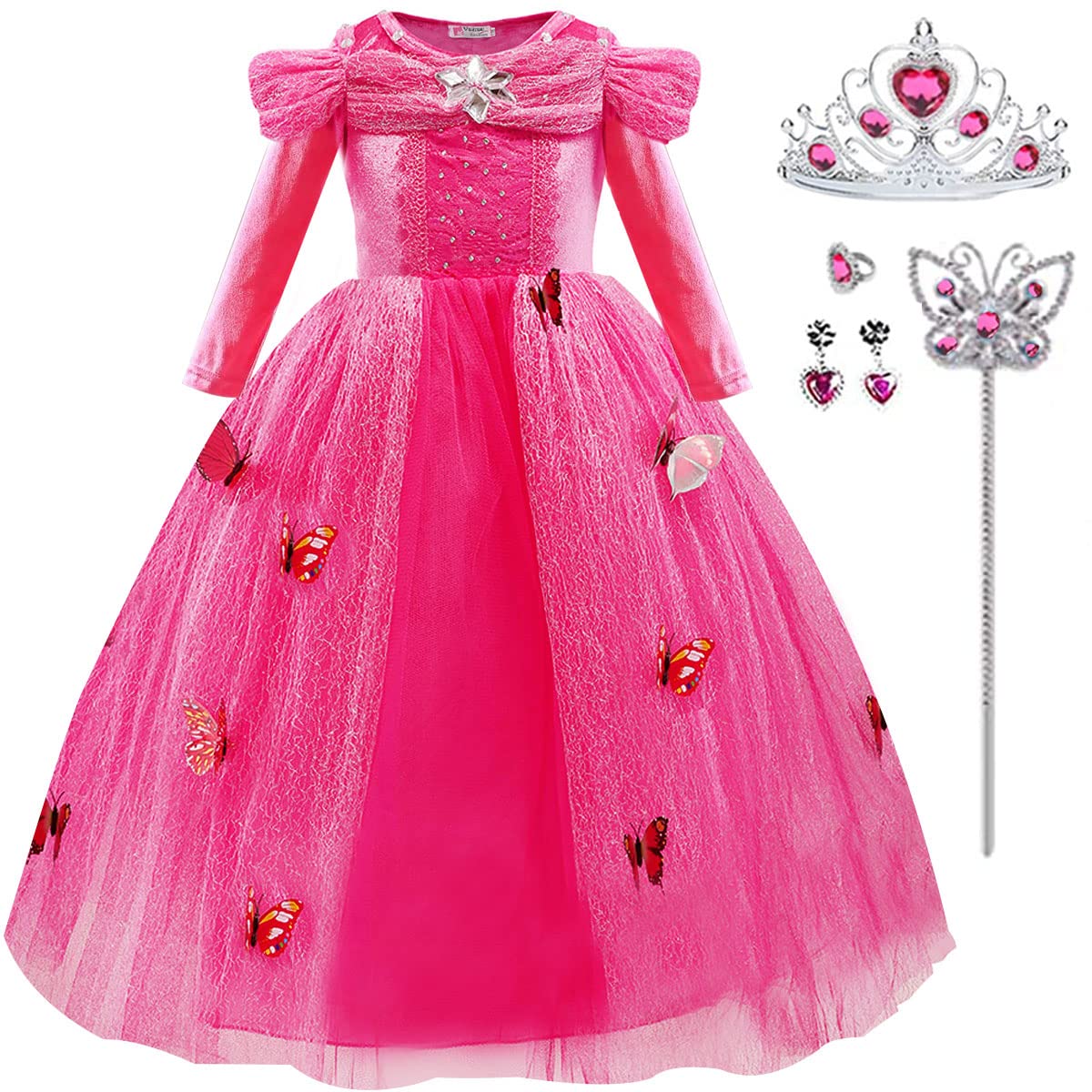 iTVTi Girls Princess Fancy Dress Up Children Long Sleeve Halloween Party Costume