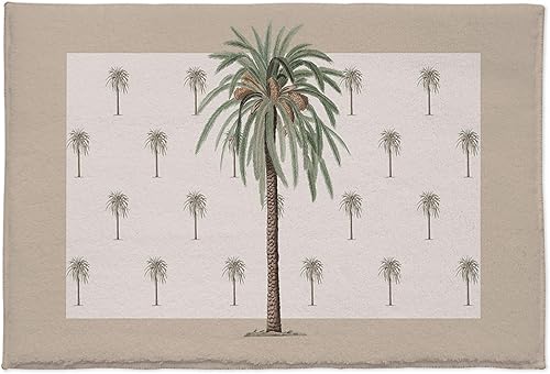 Alfombra de baño antideslizante, geométrica de verano con palmeras tropicales sobre fondo marrón, suave, peluda, larga, peluda, alfombra para baño, disponible en Yaxa Mexico