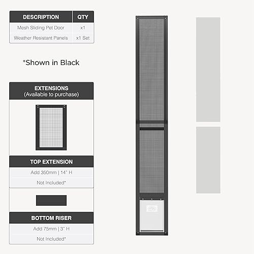 Miniatura 8 de Hakuna Pets V2 Panel de inserción para puerta de mascotas de patio para puertas correderas, se adapta a riel de puerta de 55.12 pulgadas de altura
