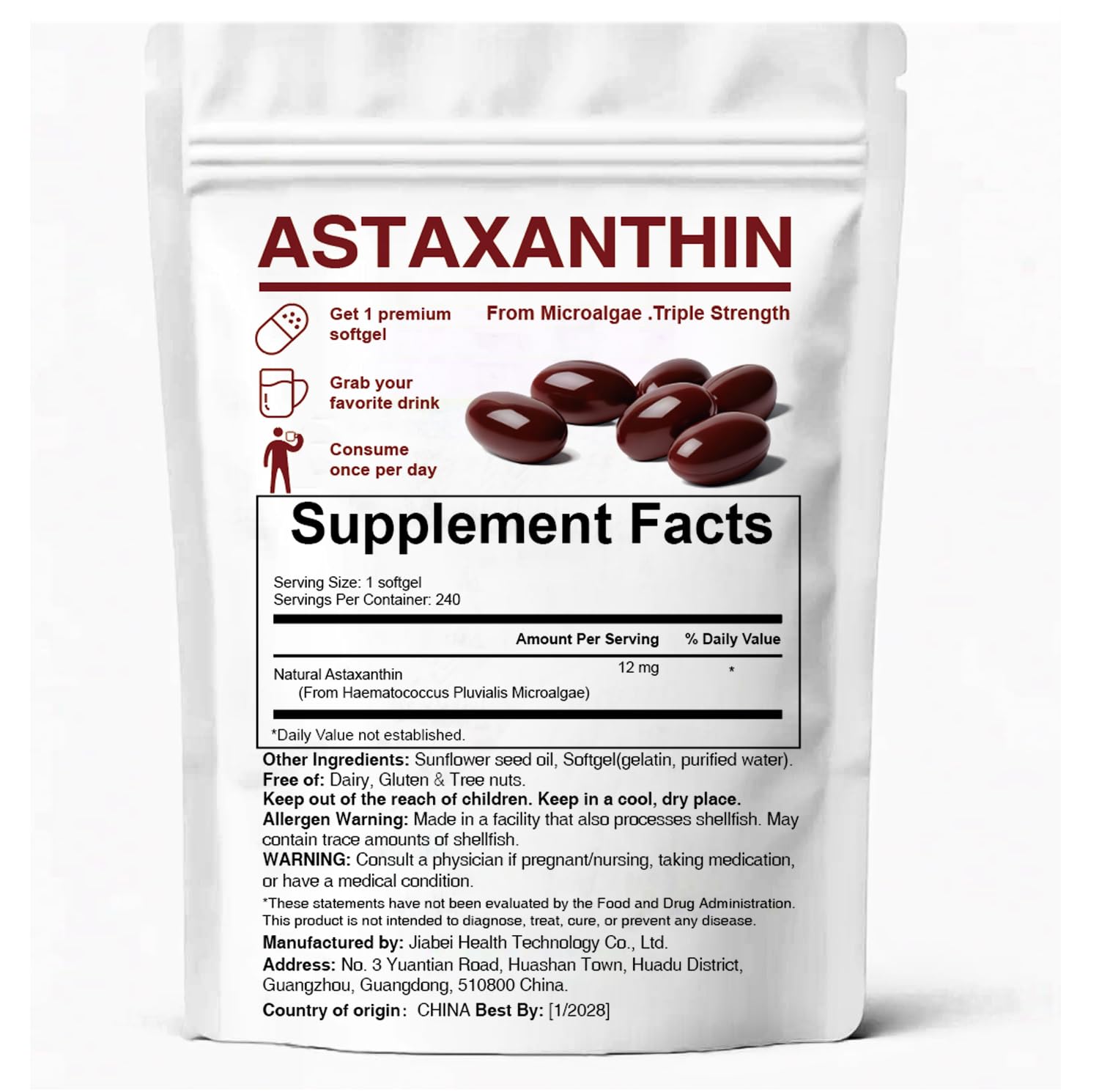 Astaxanthin 12mg Antioxidant Supplements, 240 Softgels — Amazon image 7