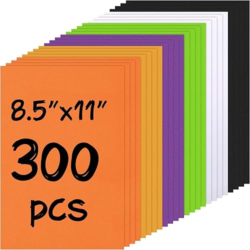 Cholemy 300 Sheets Halloween Colored Cardstock Paper Black Cardstock 8.5 x 11 Orange Card Stock Purple Cardstock 160gsm Halloween Colored Cardstock