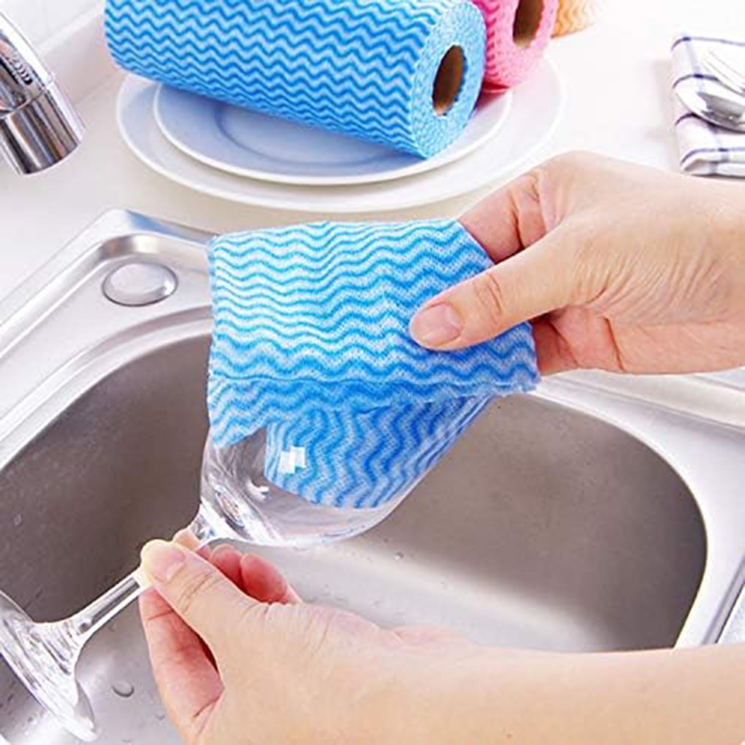 Mojowear Non-Woven Reusable & Washable Kitchen Towel Wipes (80 Wipes Per Roll, Total 160 Sheets) 2