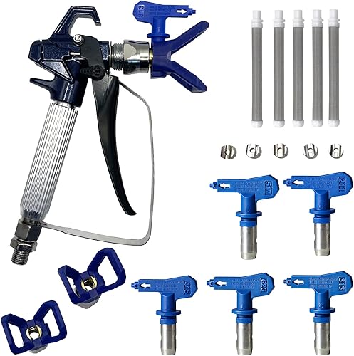 Pistola pulverizadora de pintura sin aire de 3600 PSI, con 1 protector de punta, 5 puntas de pulverización y 5 filtros de pistola de pintura sin