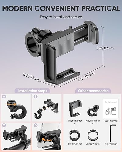 Miniatura 6 de Soporte de teléfono para motocicleta, abrazadera para manillar, clip de teléfono para bicicleta, teléfono de scooter de bicicleta, teléfonos