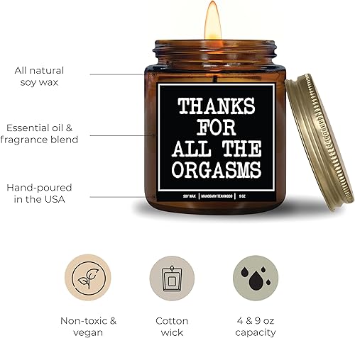 Miniatura 10 de YouNique Designs Thanks for All The Orgasms Vela de soja de 8 onzas, velas divertidas para novio, velas traviesas para adultos, velas románticas con
