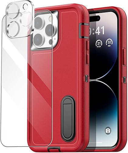 Miniatura 9 de AICase Funda con clip para cinturón para iPhone 14 Pro Max con protector de pantalla de vidrio + lente de cámara, compatible con MagSafe resistente