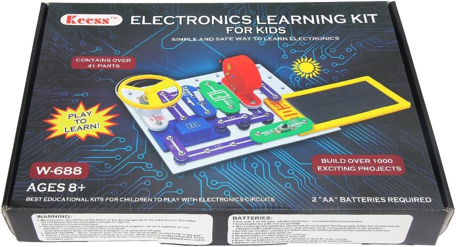 Electronics Learning Kit for Kids, Best Educational Electric Building Blocks to Learn About Electricity and Circuits, 41 pcs, W688