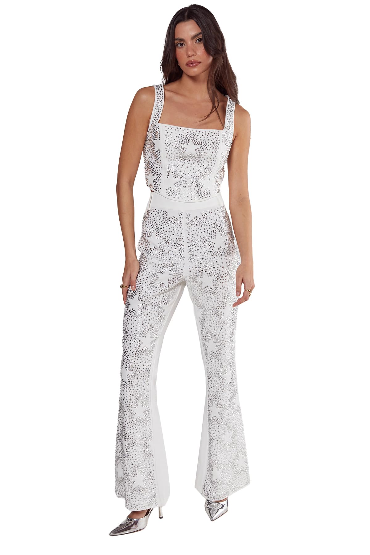 Nasty Gal Women's Ivory Tailored Star Diamante Corset Top, 6