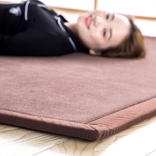 Miniatura 2 de Alfombra de terciopelo coral para gatear, alfombra de área para jugar a gatear (6 pies 8 pulgadas x 9 pies 8 pulgadas, café) para niños pequeños,