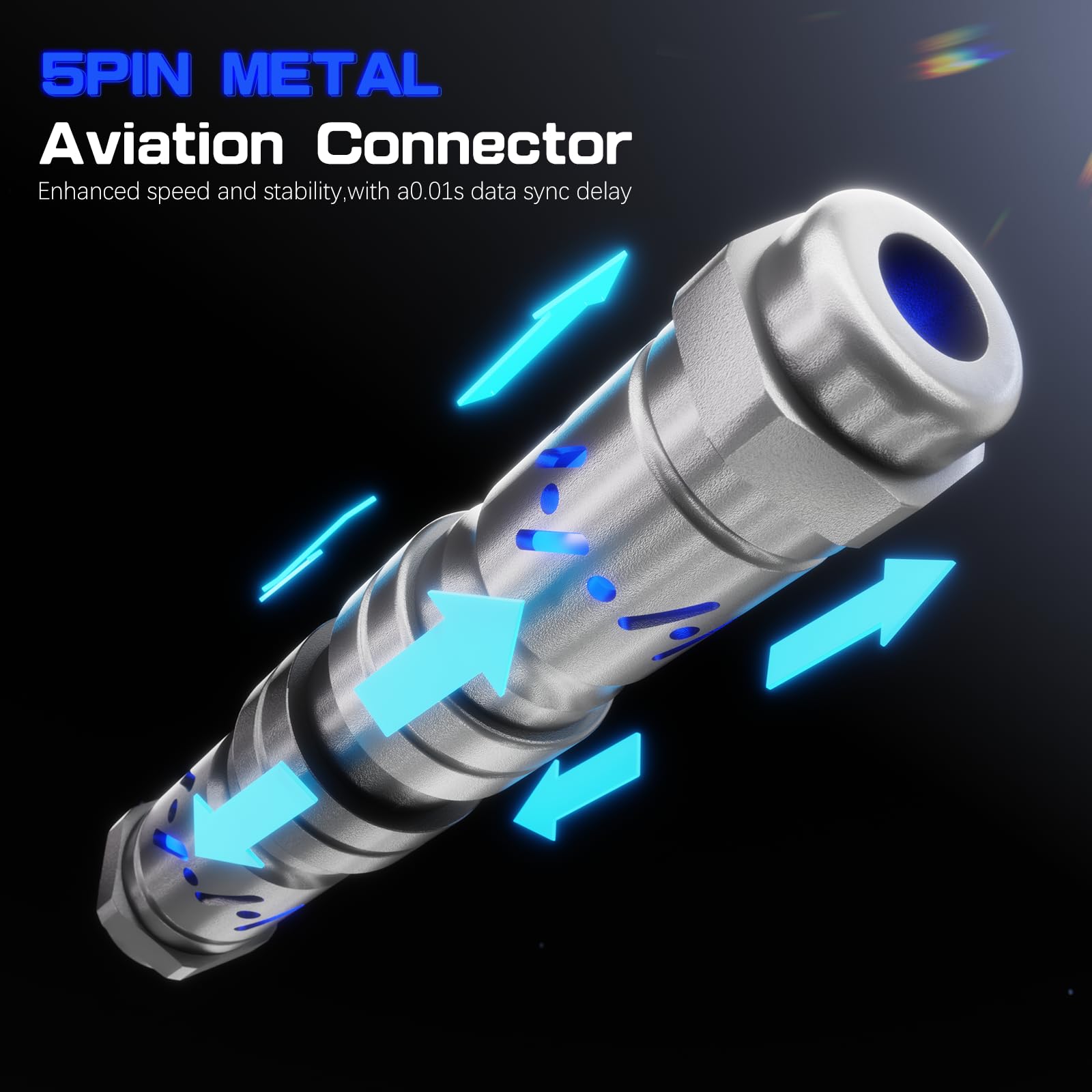 ATTACK SHARK C07 Cable de aviador trenzado personalizado con RGB iluminado, conector de aviación de 5 pines, USB-A a tipo C, placa magnética CNC desmontable para cargar teléfonos, teclado magnético de