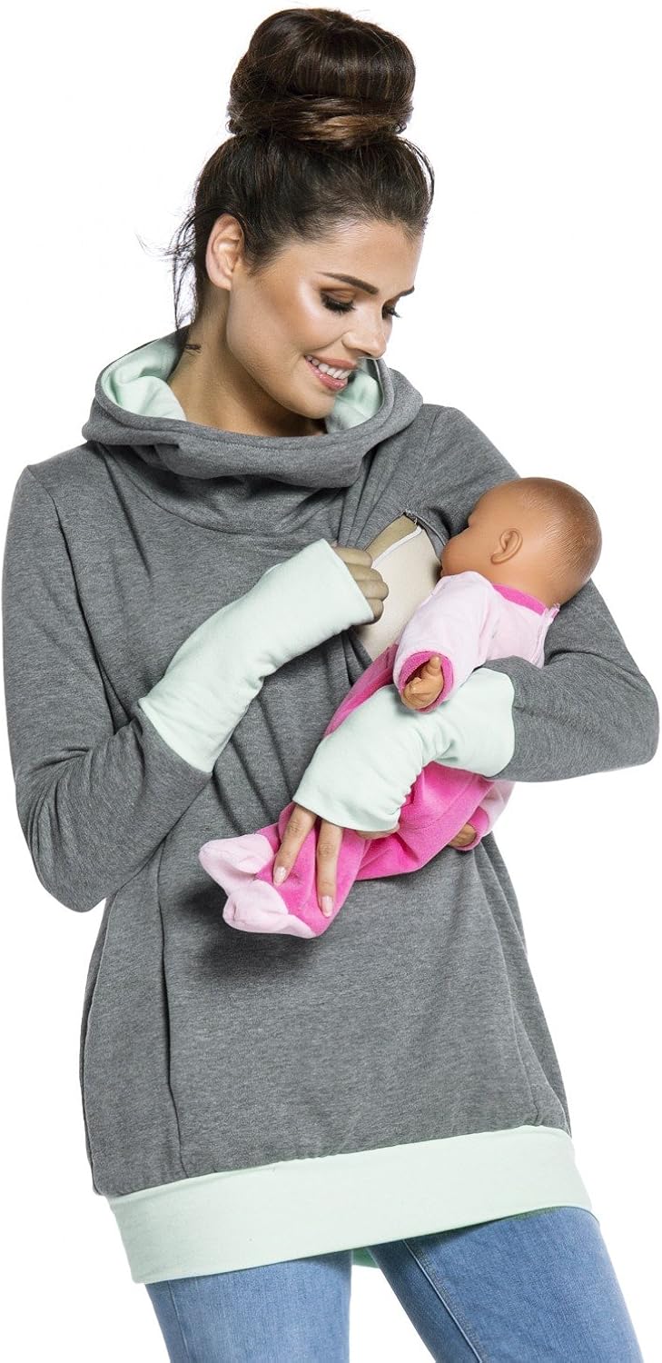 Zeta Ville Mujer Jersey Premamá de Lactancia en Algodón con Capucha 330