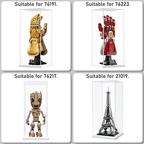 Vista 174 de Choowin Vitrina de acrílico para Lego Infinity Gauntlet 76191 para Lego Gauntlet 76223 para Lego Display Estuches de acrílico transparente grueso