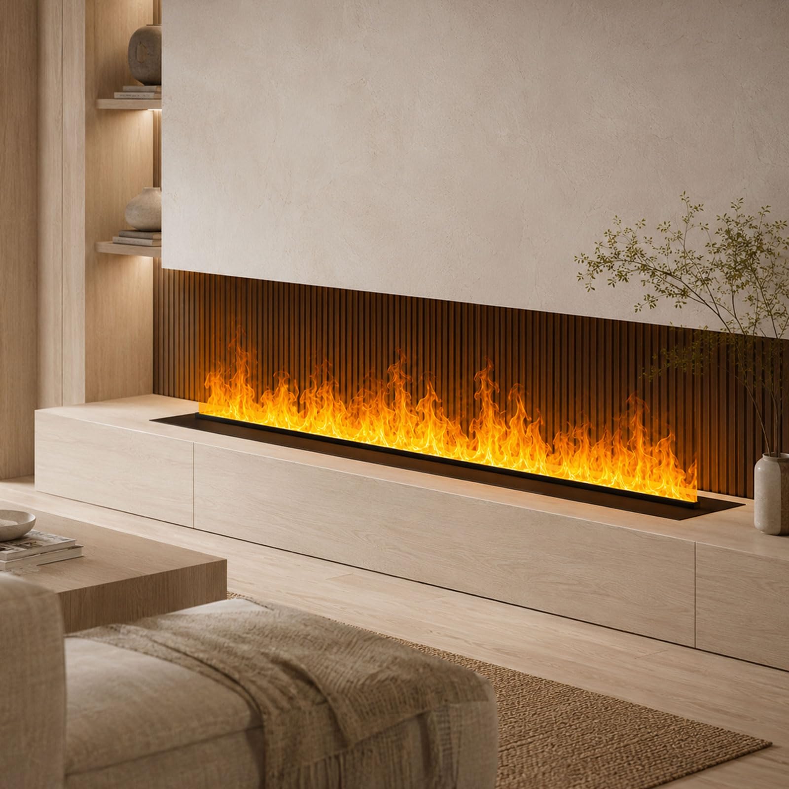 Wasserdampf-Kamin, Flamme elektrischer Kamin, 100cm, Keine Heizung
