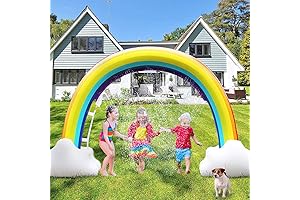 8 Ft Inflatable Rainbow Cloud Sprinkler for Kids, Backyard Water Toys