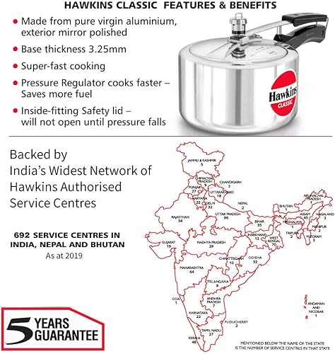 Miniatura 3 de Olla a presión de aluminio Hawkin Classic CL15, pequeña, 0.4 galones, color plateado, Plateado