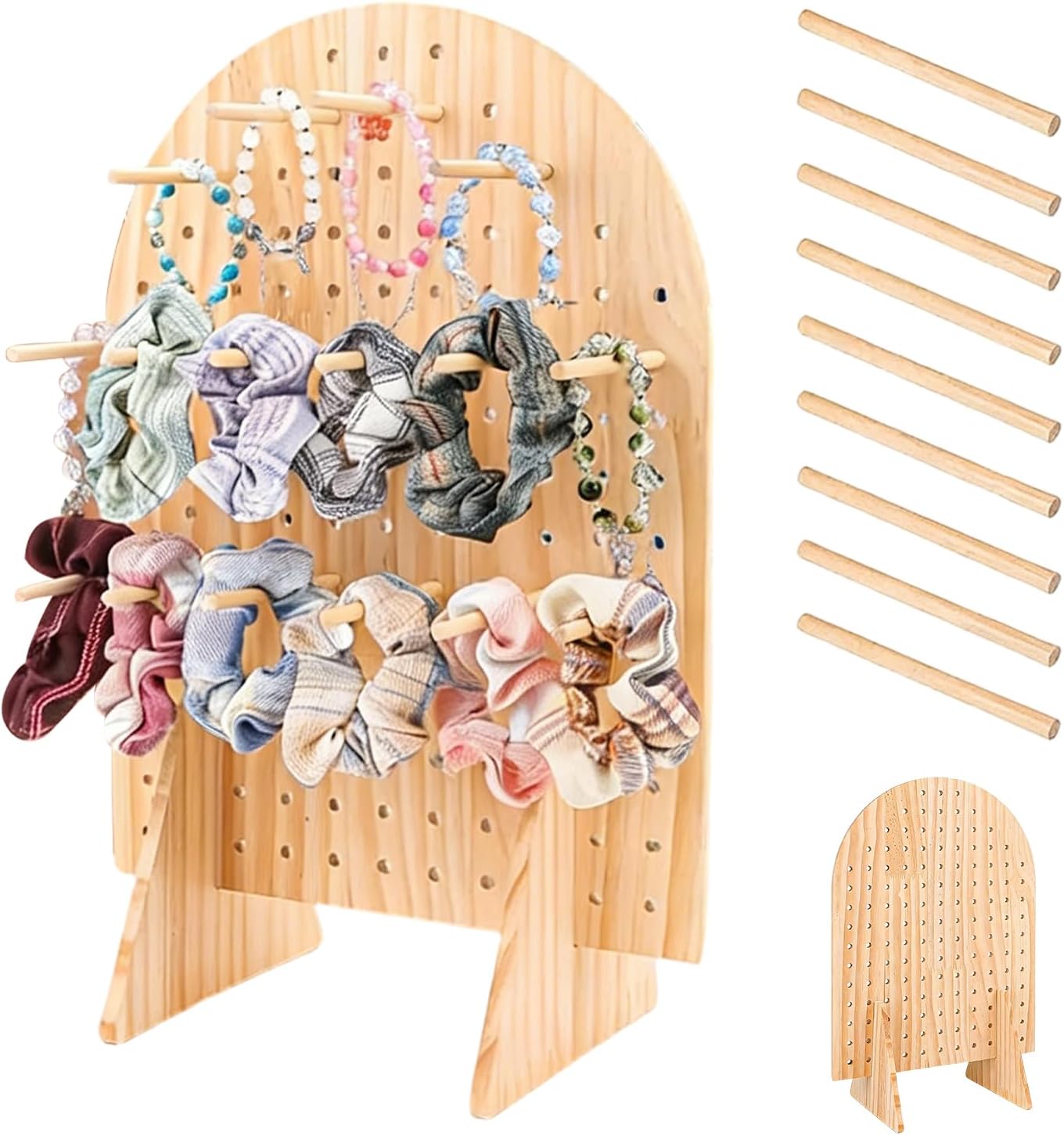 Pegboard Display Stand -15.75x11.81inches Tabletop Pegboard Display, Heavy Duty Tabletop Organizer | Wooden Vendor Displays Rack With 15 Hooks For Craft Shows Retail Booths Art Fairs And Home Use