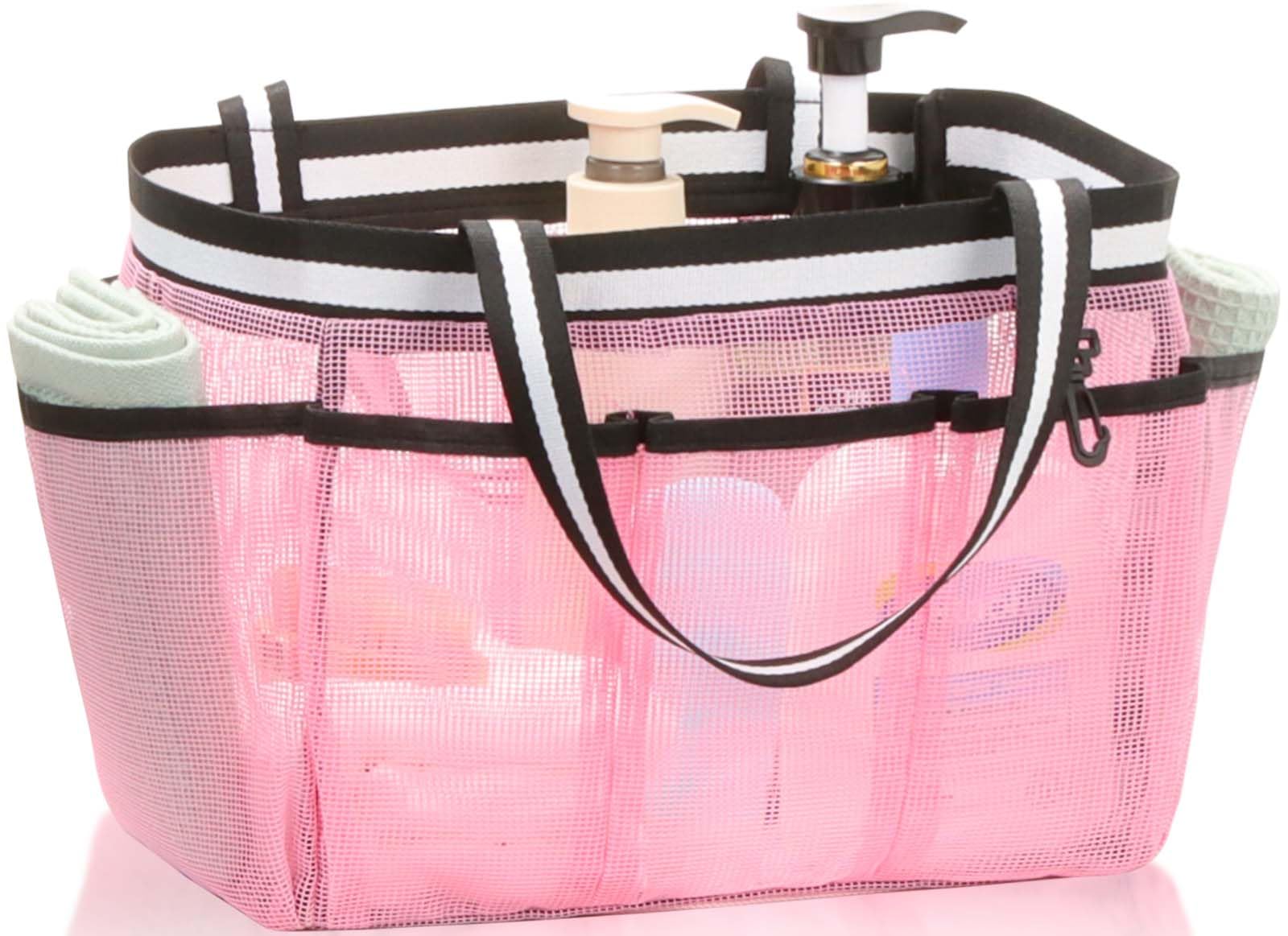 Ocim Large Portable Mesh Shower Caddy Bag Tote for Big Size Shampoo Bottles Collapsible Quick Dry for College