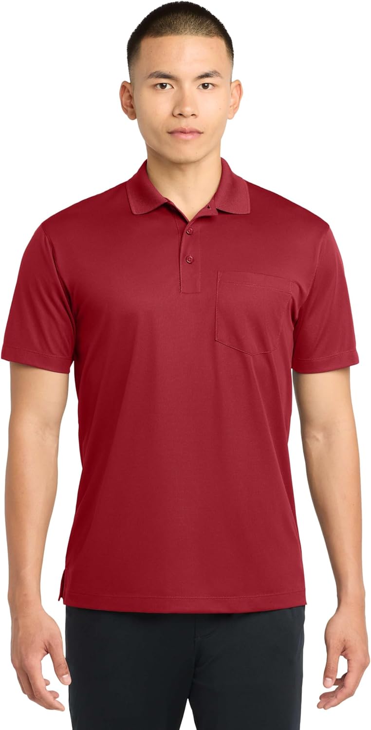 SPORT-TEK Unisex Micropique Sport-Wick Pocket Polo | Short Sleeve Collared Shirt for Men & Women