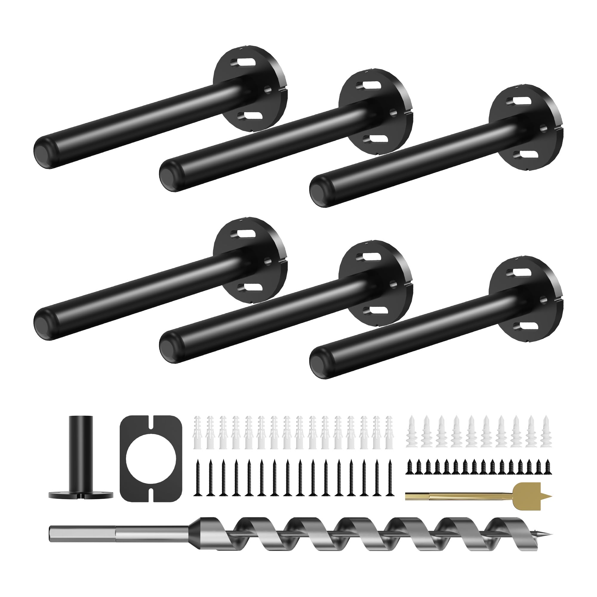 6pcs Wall Shelf Brackets Heavy Duty Floating Shelf Bracket Hidden,Invisible Black Shelving Brackets Decorative Floating Shelf Hardware Heavy Duty,Metal Shelf Support Bracket (6 inch-6pcs)