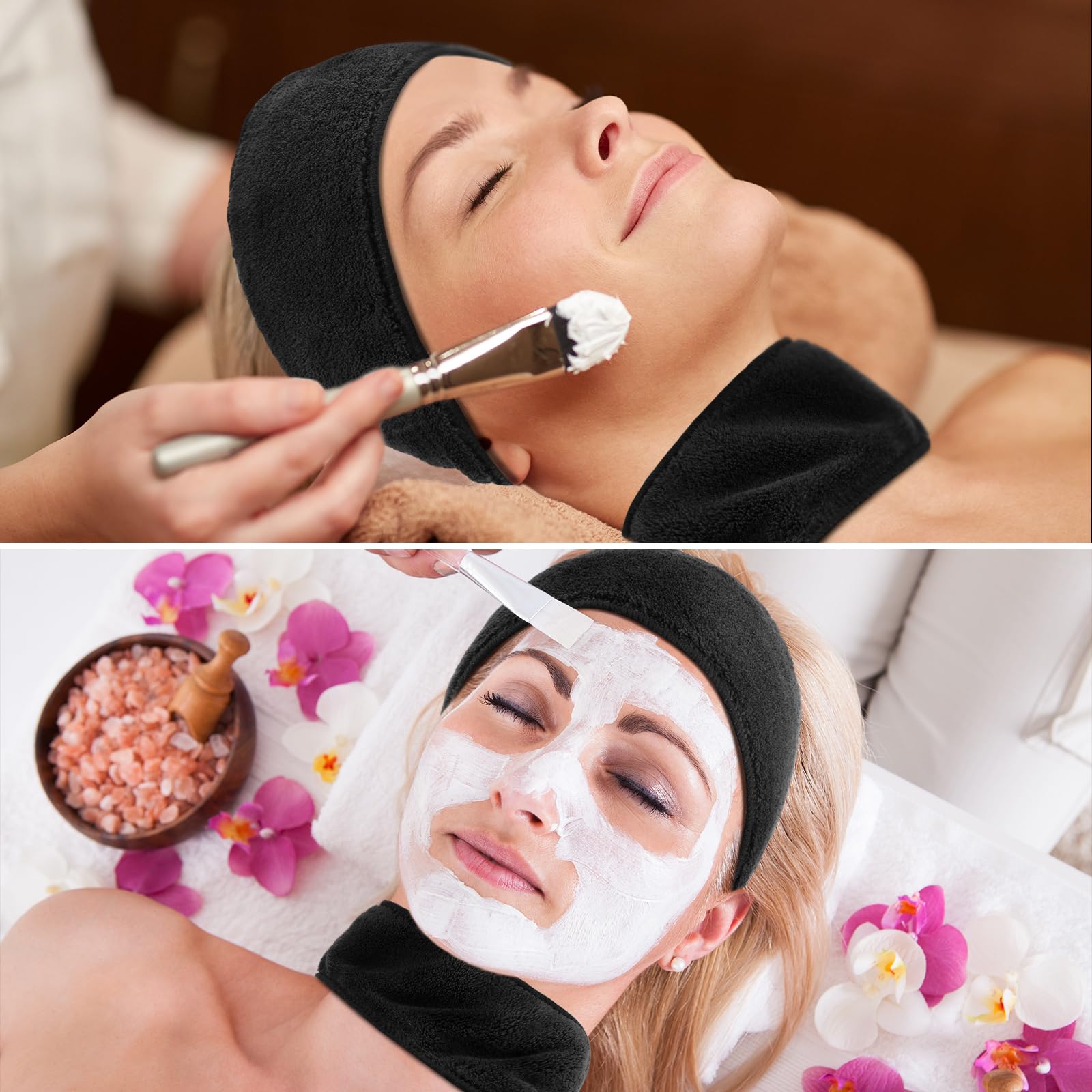 24 toallas de microfibra – Diademas absorbentes de spa para mujeres, toallas de salón de secado rápido para corte de cabello y champú (negro) 4