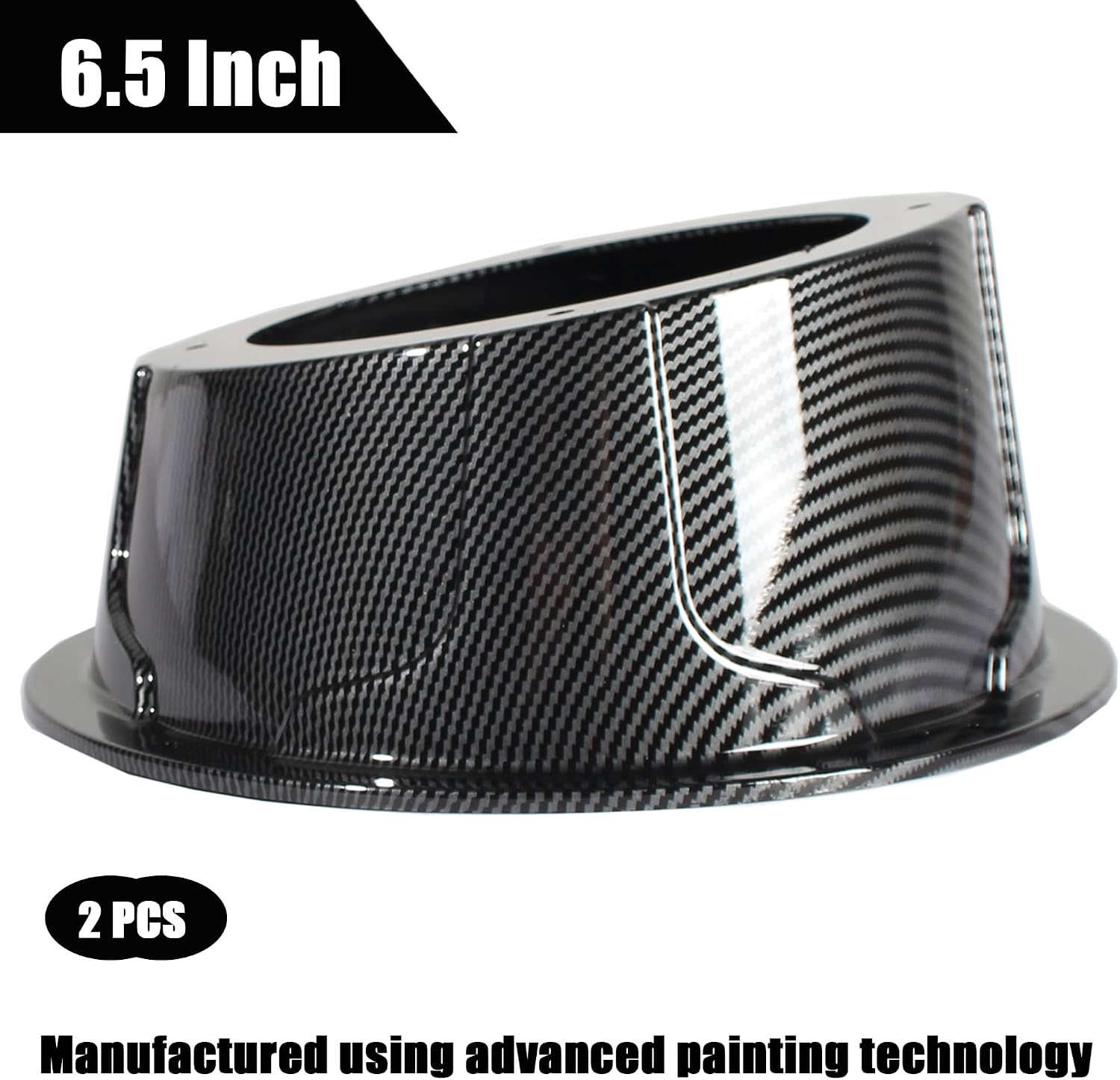 6.5" Angled Speaker Pods, Surface Mount Speaker Enclosures Boxes for UTV, RV, Boat, Door, Trunk, Car, Universal Painted Carbon Fiber Style (2PCS Hole Cut)